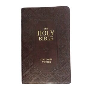 King James Version Bible Large Print Red Letter Ed Brown Embossed Faux Leather